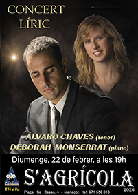 CONCERT A S'AGRÍCOLA A CÀRREC D’ÁLVARO CHAVES I DÉBORAH  MONTSERRAT